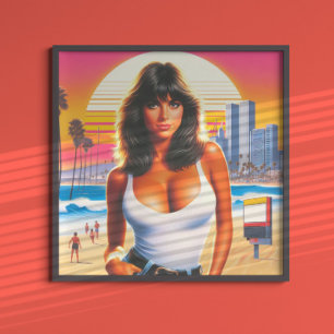 Affiche 80s Rétrowave Summer Girl
