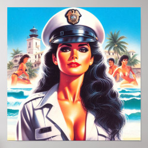Affiche 80S Summer Beach Uniform Girl