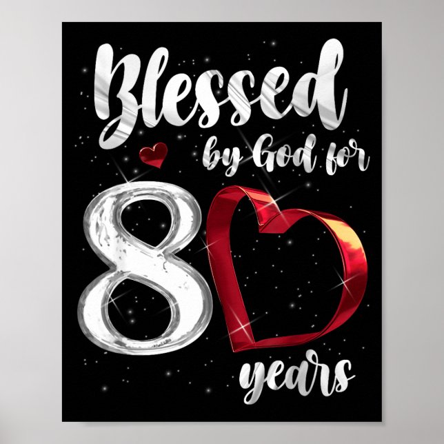 Affiche 80th Birthday Blessed By God For 80 Years Birthday (Devant)