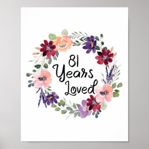 Affiche 81 Ans Amoureux Floral 81e Anniversaire Femmes 81