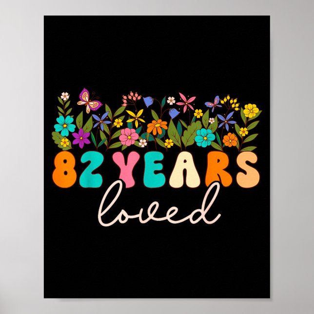 Affiche 82 Years Loved Men Women 82 Years Old Groovy 82nd  (Devant)