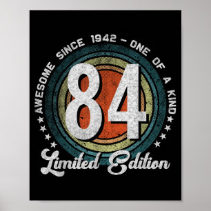 Affiche 84 ans Vintage 1942 Édition Limitée 84e Naissance