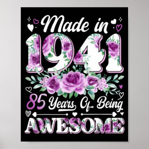 Affiche 85 ans fabriqués en 1941 Floral 85e anniversaire