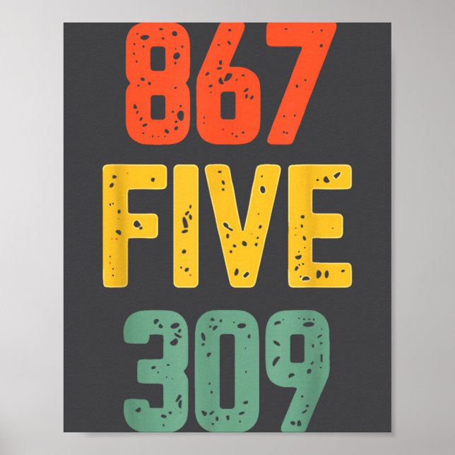 Affiche 867 Five 309 Retro Music Number Funny 80s Throwbac (Devant)