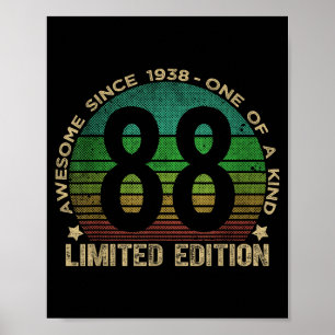 Affiche 88 ans Vintage 1938 Édition Limitée 88e Naissance