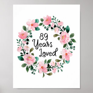 Affiche 89 Ans Femmes aimées Hommes 89 Ans Amoureux 89ème 