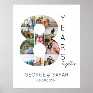 Affiche 8 Ans Ensemble Collage De Photos Anniversaire De M