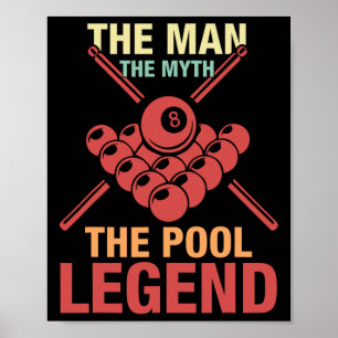 Affiche 8 Ball Pool Joueur L'Homme Le Mythe Le Pool Billi