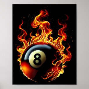 Affiche 8 Billard Billard Billard Joueur Flame