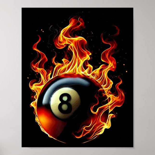 Affiche 8 Billard Billard Billard Joueur Flame (Devant)