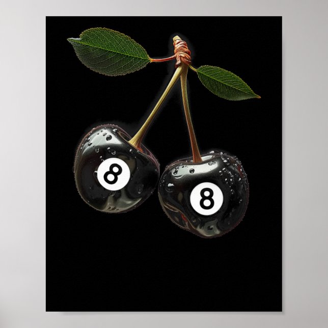 Affiche 8 Billard Billard Joueur Cerises (Devant)