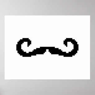 Affiche 8 Bit Pixel Handlebar Moustache