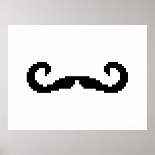 Affiche 8 Bit Pixel Handlebar Moustache (Devant)