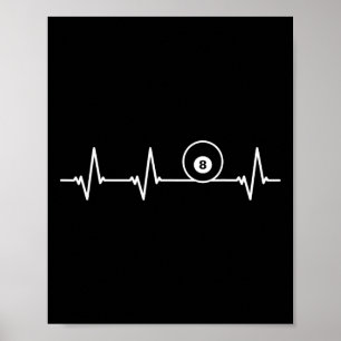 Affiche 8 Huit Ball Heartbeat Chemise Funny Billiard Cadea