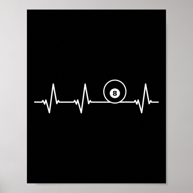 Affiche 8 Huit Ball Heartbeat Chemise Funny Billiard Cadea (Devant)