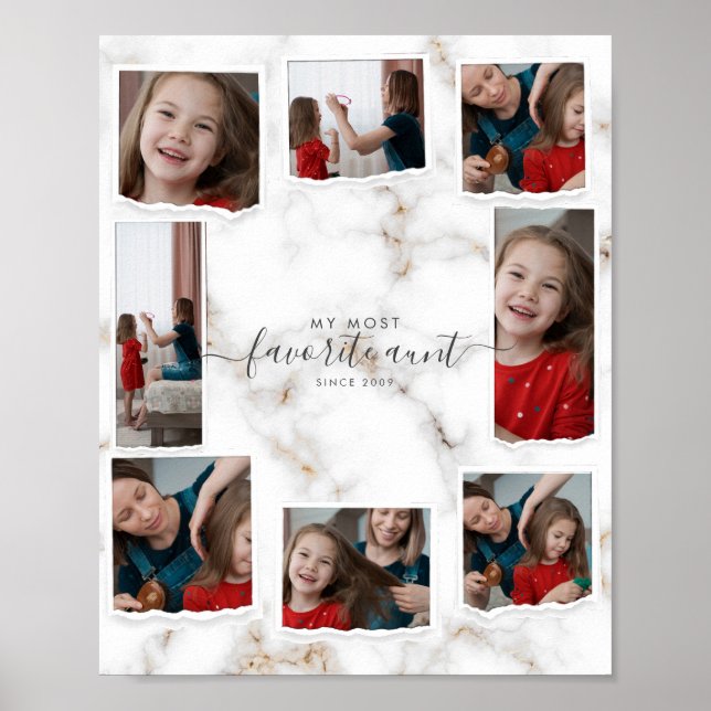 Affiche 8 Huit Photo Collage Tante Moderne Famille Élégant (Devant)