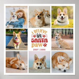 Affiche 8 Photo Collage Je crois au Père Noël Patte Nom &