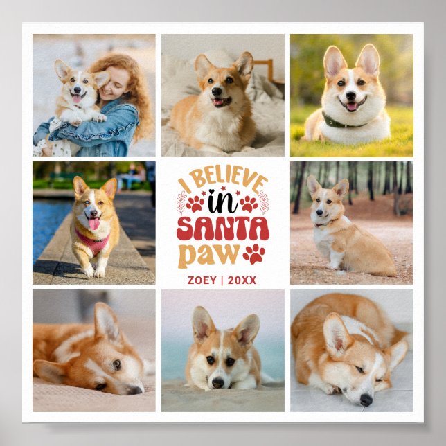 Affiche 8 Photo Collage Je Crois En Père Noël Paw Nom Et D (Devant)