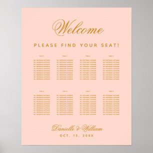 Affiche 8 Tables Blush Mariage Simple Rose Sein Graphique