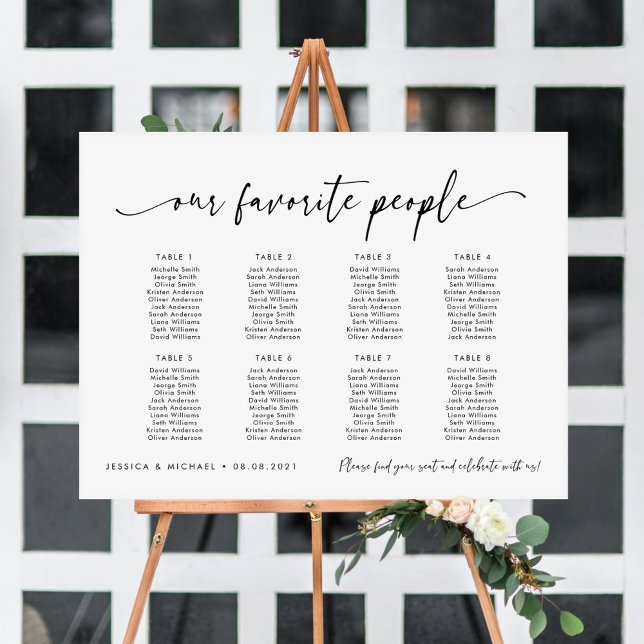 Affiche 8 Tables Plan de table de nos personnes préférées (Créateur téléchargé)