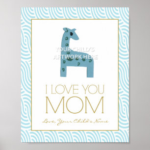 Affiche 8"x10" Wavy Aqua I Love Mom Imprimer