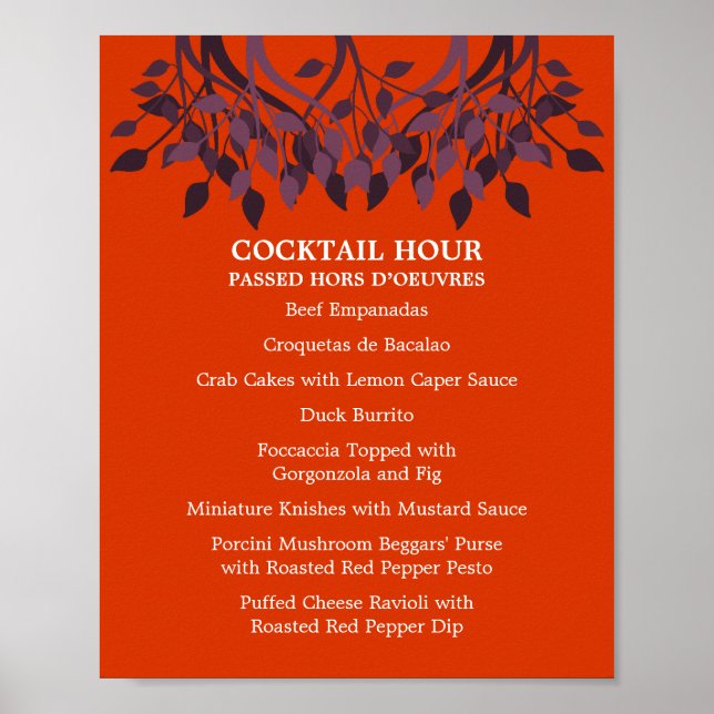 Affiche 8 x 10 Cocktail Table Menu pour l'encadrement (Devant)