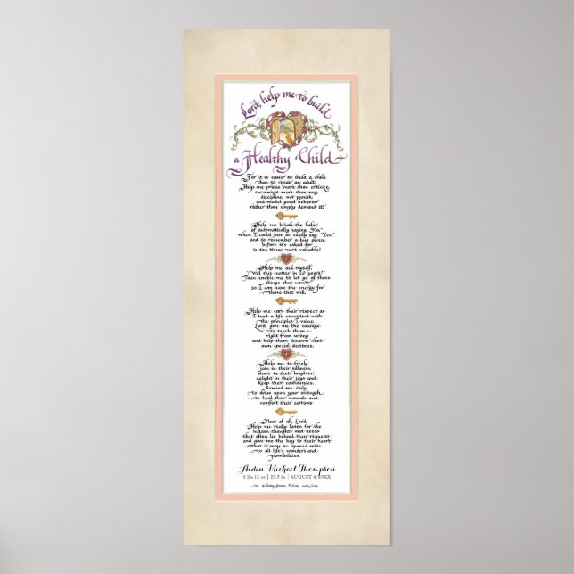 Affiche 8 x 20 Construire un enfant en santé, Parchemin Bl (Devant)
