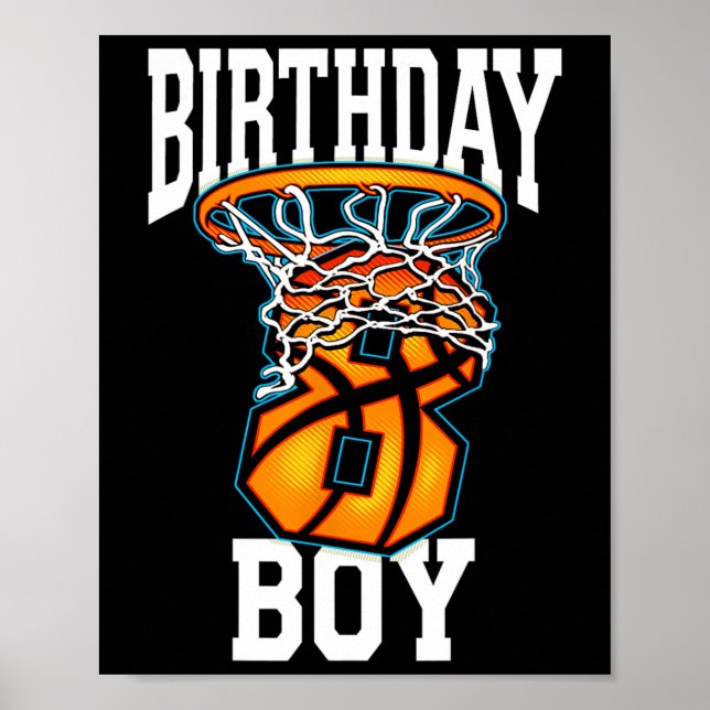 Affiche 8e anniversaire Basketball 8 ans Enfants Cadeau 1 (Devant)