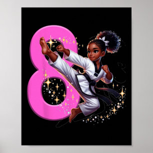 Affiche 8e anniversaire Black Girl Martial Arts Party Taek