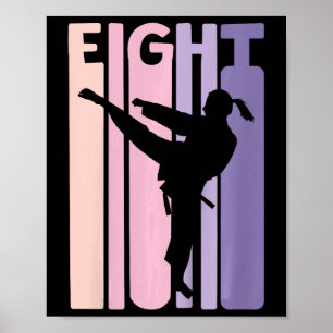 Affiche 8e anniversaire Cadeau Karate Retro Taekwondo Mart