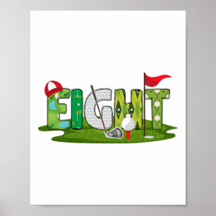 Affiche 8e anniversaire Golf Thème 8 ans Enfants Sport Par