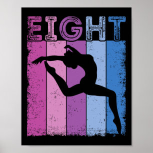 Affiche 8e anniversaire Gymnastique 8 ans Danser Girl Gymn