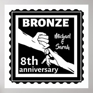 Affiche 8e anniversaire mariage cadeau traditionnel bronze