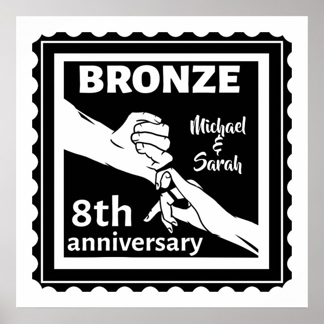 Affiche 8e anniversaire mariage cadeau traditionnel bronze (Devant)