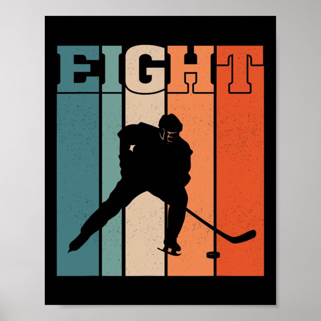 Affiche 8e anniversaire rétro hockey sur glace 8 ans garço (Devant)