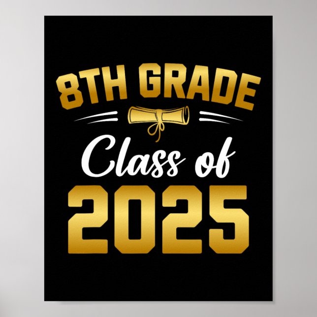 Affiche 8e Grade Cl De 2025 Graduate Student School Gradu (Devant)