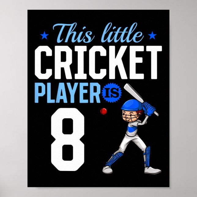 Affiche 8th Birthday Cricket Player  (Devant)