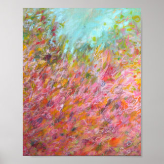 Affiche 8x10 Abstrait Turquoise Rose Painting