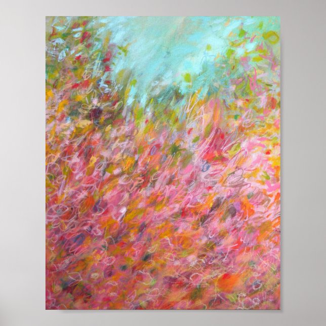 Affiche 8x10 Abstrait Turquoise Rose Painting (Devant)