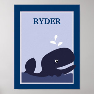 Affiche 8X10 Ahoy Mate Whale Nautical Nursery Art Imprimer