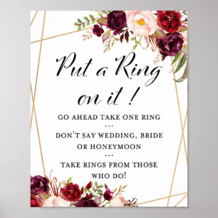 Affiche 8x10" Burgundy Boho Floral Bridal Shower Sign