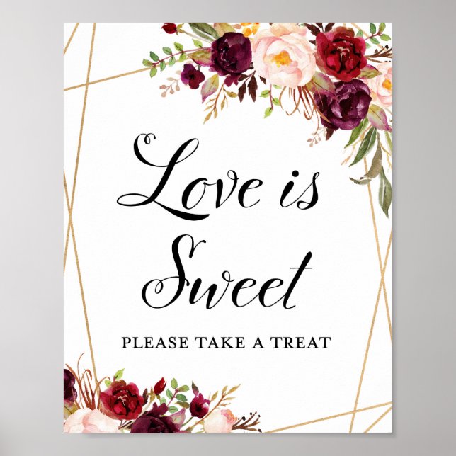 Affiche 8x10" Burgundy Boho Floral Sign (Devant)