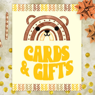 Affiche 8x10 Cartes et cadeaux Ours Boho Woodland Annivers
