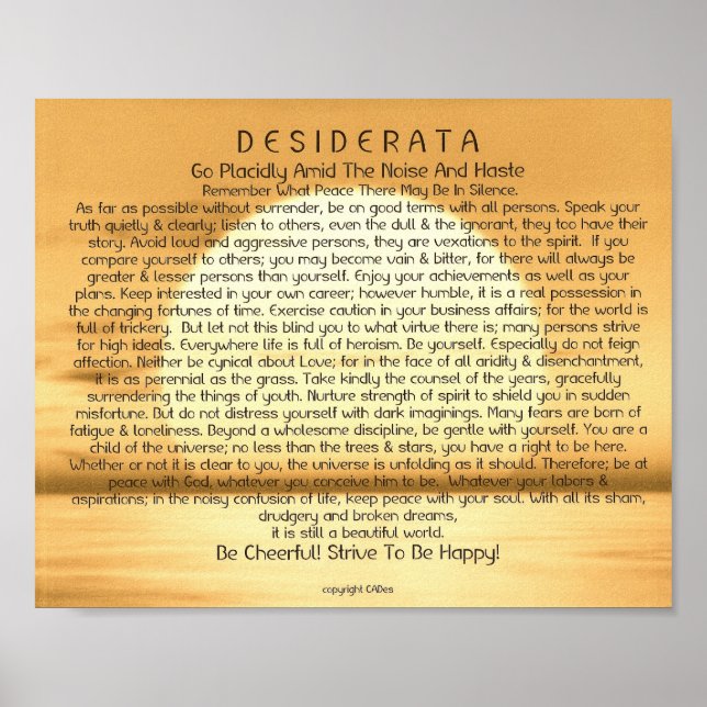Affiche 8x10 Desiderata Poem & autres tailles aussi! (Devant)