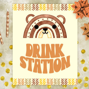 Affiche 8x10 Drink Station Ours Boho Woodland Anniversaire