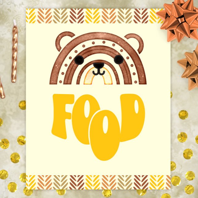 Affiche 8x10 Food Station Boho Woodland Bear Anniversaire (Créateur téléchargé)