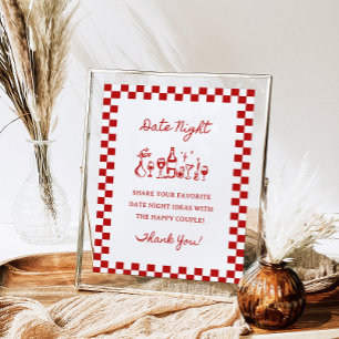 Affiche 8x10" manuscrit Wavy Border Date Idées de nuit