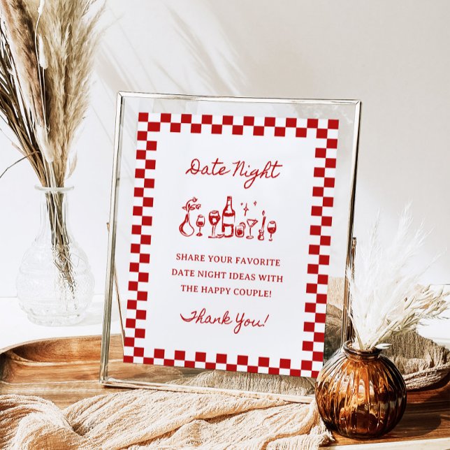 Affiche 8x10" manuscrit Wavy Border Date Idées de nuit (Créateur téléchargé)