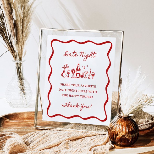 Affiche 8x10" manuscrit Wavy Border Date Idées de nuit (Créateur téléchargé)