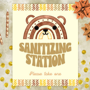 Affiche 8x10 Sanitizer Station Ours Boho Woodland Annivers